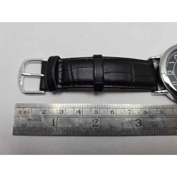 Mens Q & Q By Citizen Quartz Dress Watch Silver Black Dial 30M WR New Battery - Picture 9 of 13